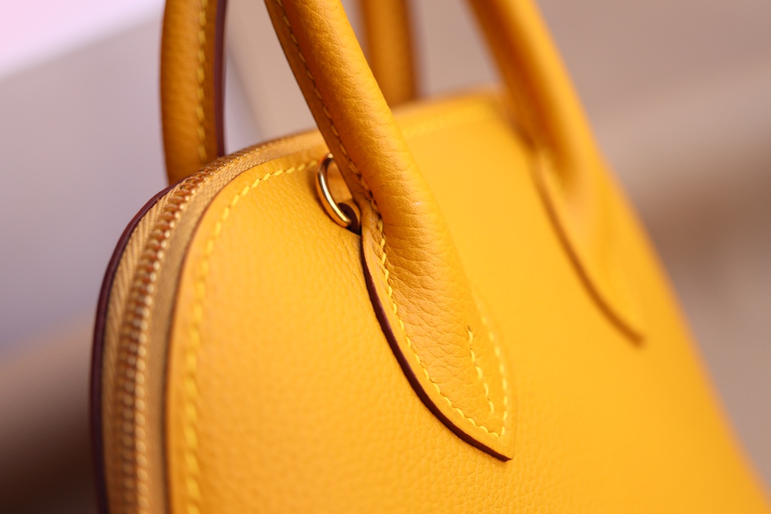 에르메스 미니 볼리드백 앰버 옐로우 금장 에버컬러